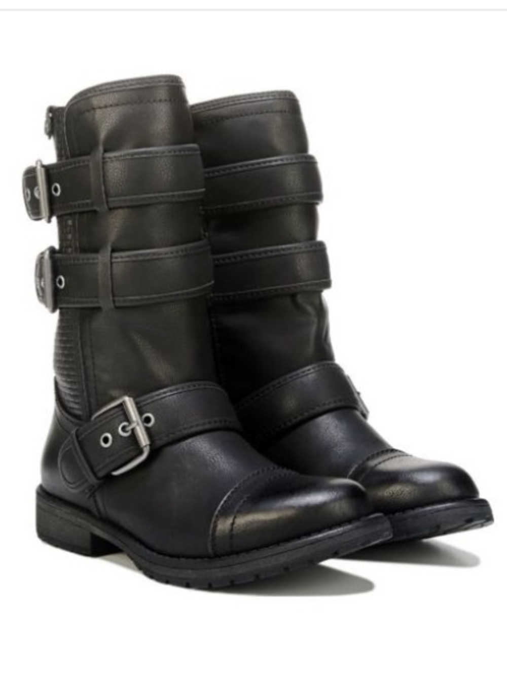 Roxy ‘Martinez’ Black Moto Buckle Boots Fleece Lined